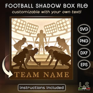Anpassbare Fußball Schattenbox SVG Cricut, Sport Schattenbox Kunst, 3D Lightbox svg, Papierschnitt Light Box Template, American Football svg