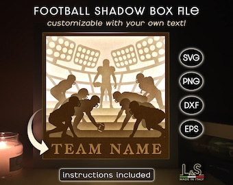 Customizable Football Shadow Box Svg Cricut, Sports Shadowbox Art, 3D Lightbox Svg, Paper Cut Light Box Template, American Football Svg