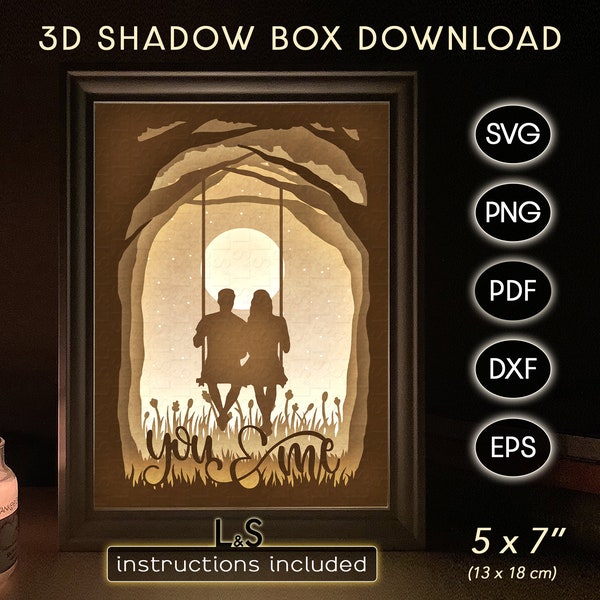 Couple in Love Light Box Template, SVG Night Light, 3D Shadow Box Cut File Download, Anniversary Gift Couple in Love Light Box Template, SVG Night Light, 3D Shadow Box Cut File Download, Anniversary Gift