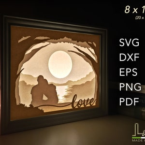 Layered Love Shadow Box Svg File for Cricut, Lighted Shadowbox Svg, 3D ...