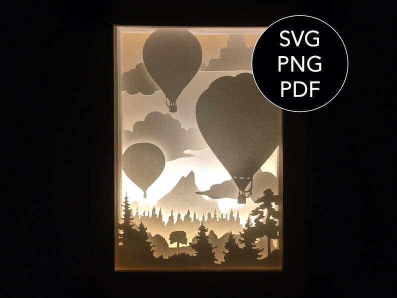 Download Paper cut light box svg Cricut shadow box svg hot air | Etsy