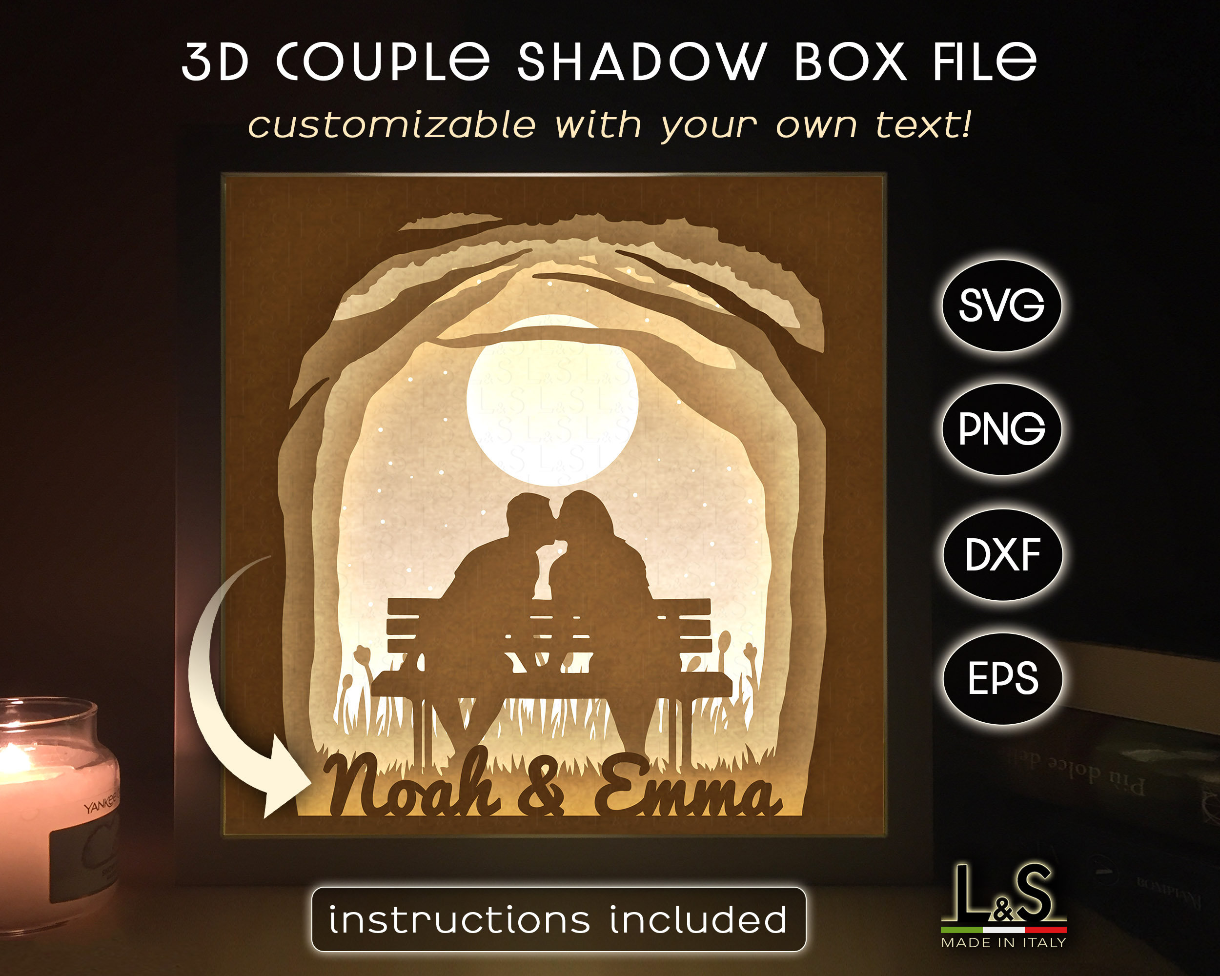 Customizable Shadowboxes Customizable Shadow Box Svg for Wedding, Valentines Lightbox Svg ...