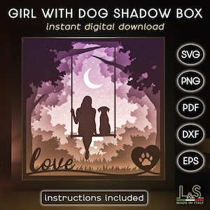 3D Dog Shadow Box Svg, Paper Cut Light Box Svg Files, Dog Shadowbox Svg, Lightbox Pattern, Papercut Template, 3D Layered Laser Cut Files