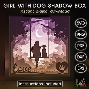 3D-Hunde-Schattenbox-Svg, Papierschnitt-Licht-Box-Svg-Dateien, Hund Shadowbox-Svg-Datei, Lightbox-Muster, Papierschnittvorlage, 3D-Schichten-Laserschnittdateien
