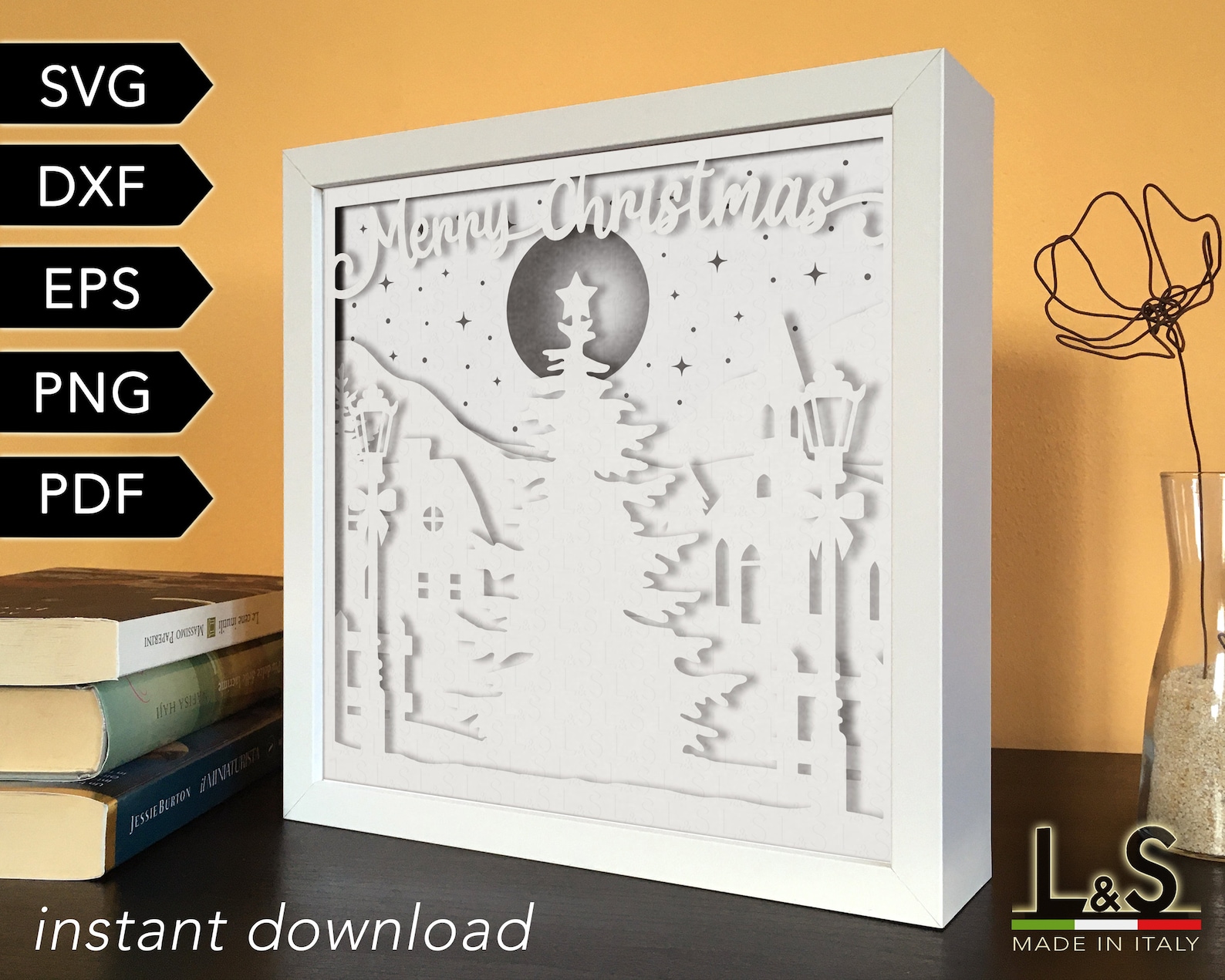 Merry Christmas Shadow Box Svg Christmas Light Box Svg File Etsy