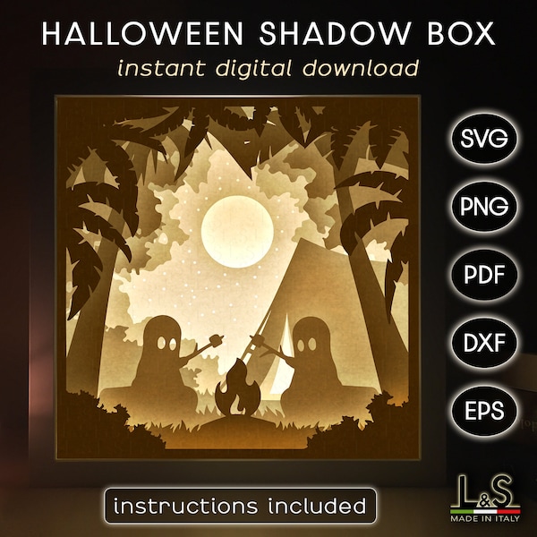 Ghost Shadow Box Svg Cricut, Halloween Light Box Svg, Halloween Shadowbox Template, Lightbox Laser Cut File, Layered Halloween Camping Svg Ghost Shadow Box Svg Cricut, Halloween Light Box Svg, Halloween Shadowbox Template, Lightbox Laser Cut File, Layered Halloween Camping Svg
