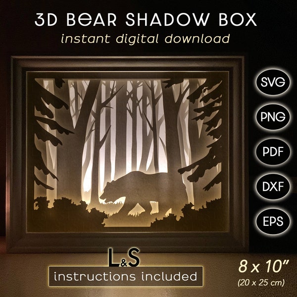 Bear Shadow Box svg Files for Cricut, 3D Light Box svg, Layered Forest Shadow Box Template, Shadowbox svg, Light Box Template, Bear Lightbox Bear Shadow Box svg Files for Cricut, 3D Light Box svg, Layered Forest Shadow Box Template, Shadowbox svg, Light Box Template, Bear Lightbox