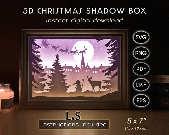 Christmas Family Gathering Light Box Template, Christmas 3D Shadow