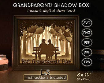 Grandparents Shadow Box Svg Cricut, Lightbox Svg, 3D Shadowbox Svg, Paper Cut Light Box Template, Grandparents Day Craft, Layered Laser File