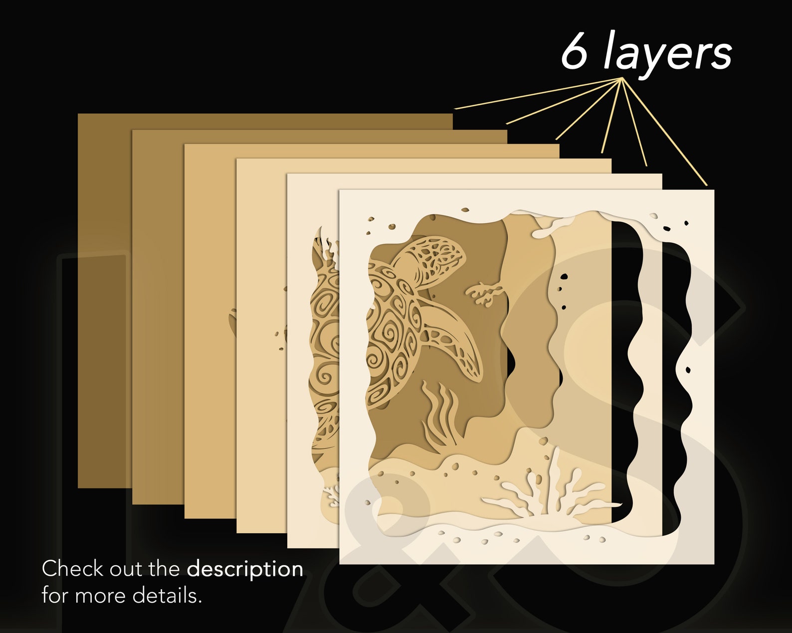 Layered Sea Turtle Shadow Box Svg Cricut, Ocean Shadowbox Art, 3D ...