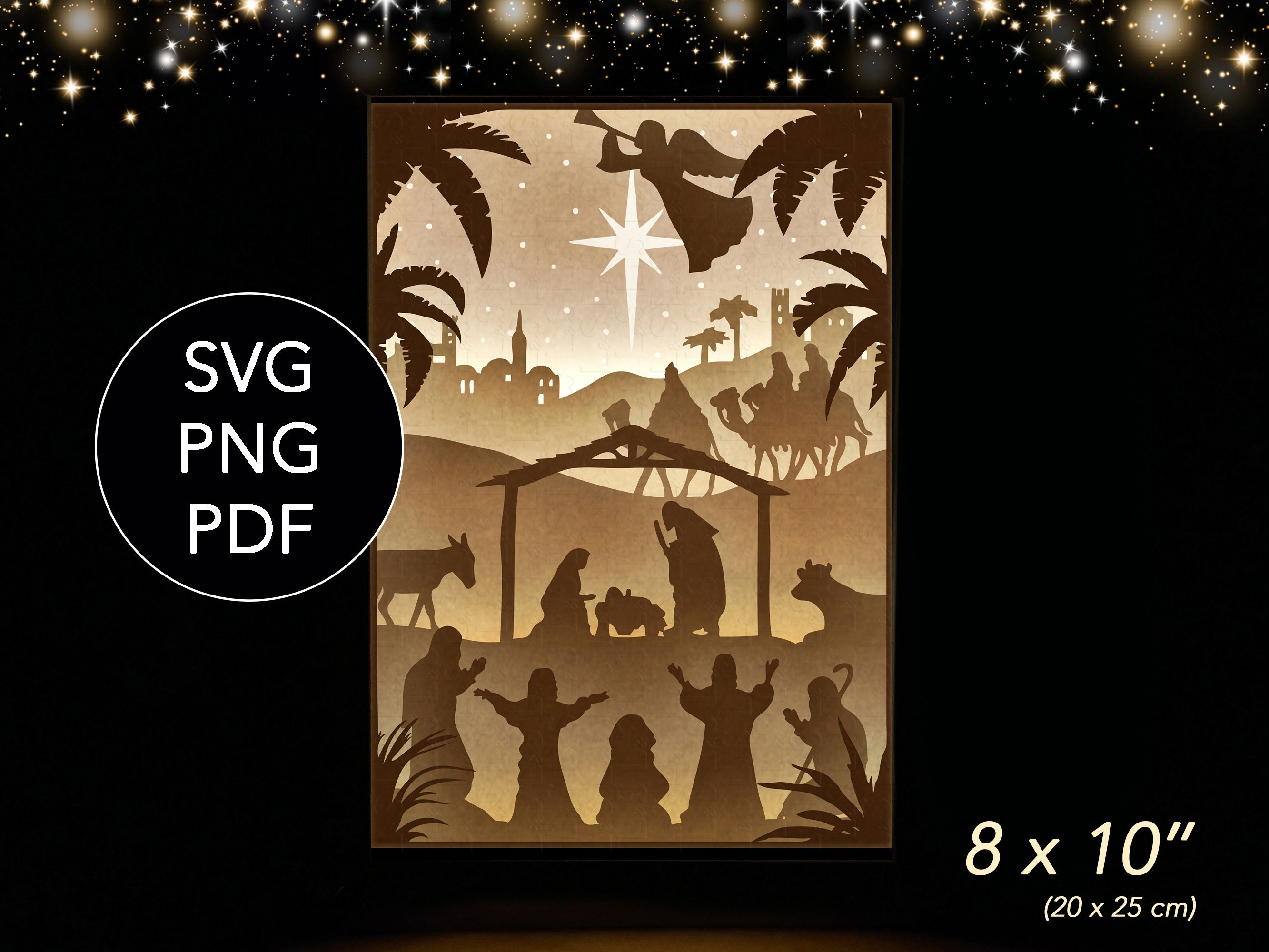 Nativity shadow box svg Cricut Christmas light box svg | Etsy