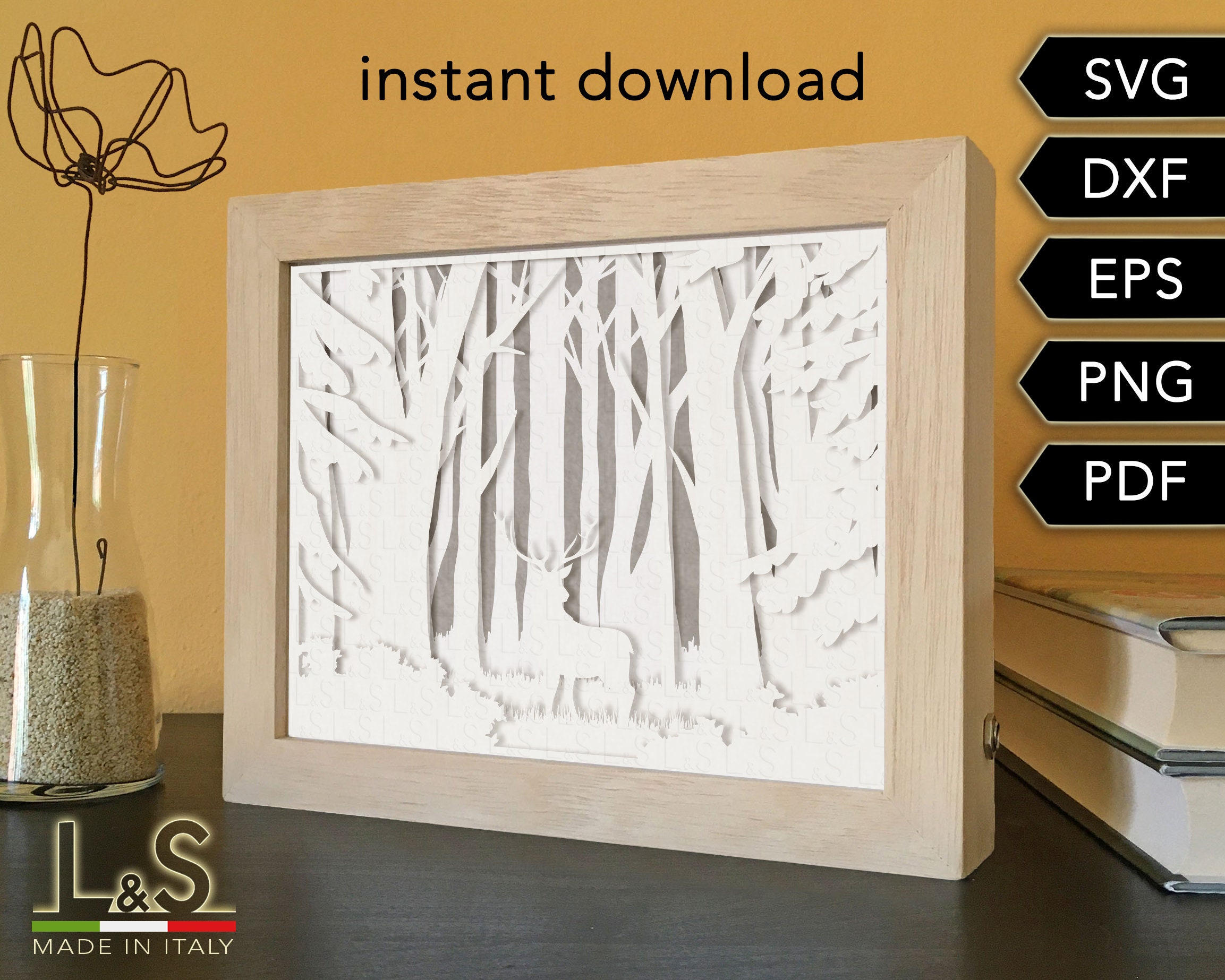 3D Deer Shadow Box Svg File for Cricut, Paper Light Box Template, Deer ...