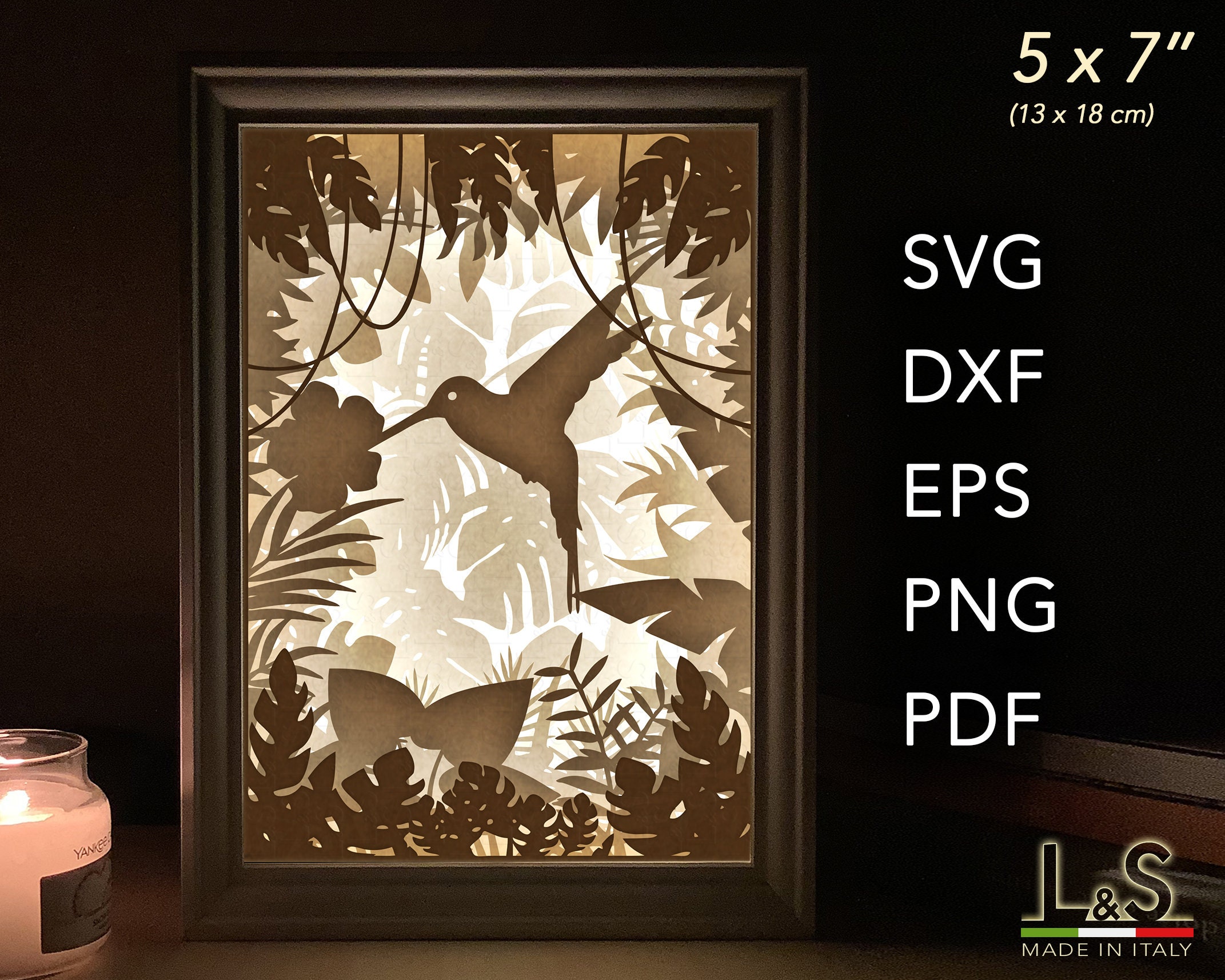 Download Hummingbird Svg Shadow Box File Paper Cut Light Box Template Etsy