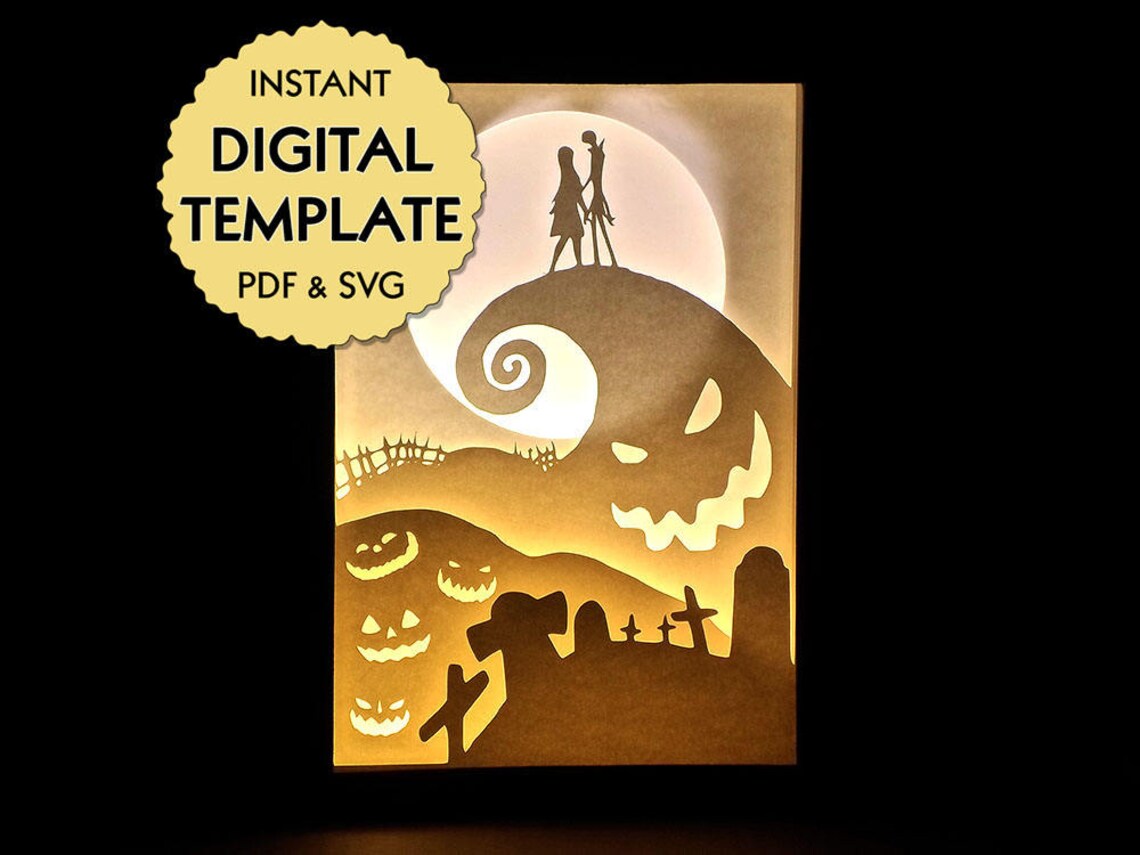 Template Nightmare Before Christmas Paper Cut File Silhouette | Etsy