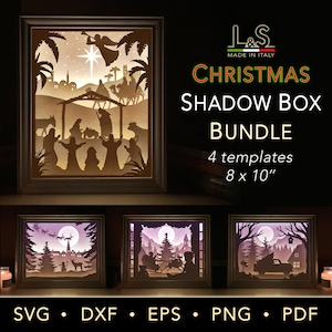 Pacote de Caixa de Sombras de Natal svg, Caixa de Luz de Natal svg, Designs de Caixa de Sombras, Modelo de Caixa de Luz, Caixa de Sombras Iluminada svg, Modelo de Caixa de Luz