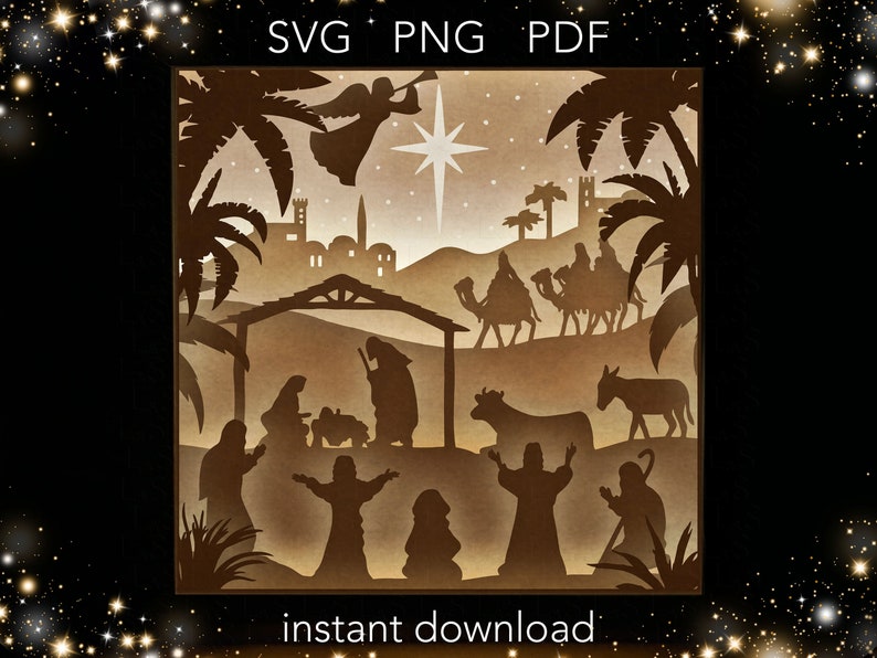 Download Nativity shadow box svg Christmas shadow box template | Etsy