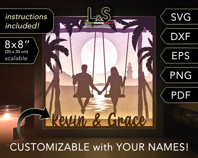 Gifts For Couple Light Up Your Love: Cheeky Couple Personalized Light Box Personalized Acrylic Light Box