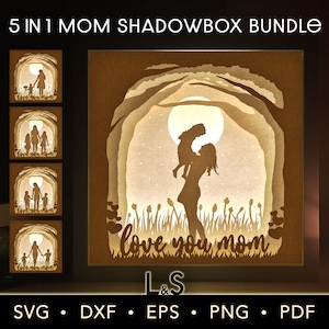 Mom Shadow Box svg Bundle, Papercut Light Box Template, Layered Shadow Box Template, Mom Light Box svg, Cricut Shadowbox svg, Lightbox Laser