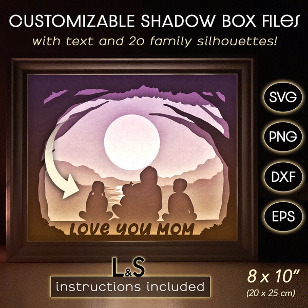 Customizable Mom Shadow Box svg, Mothers Day Shadowbox Template, Family Light Box svg, Papercut Lightbox svg, 3D Lighted Shadow Box File Customizable Mom Shadow Box svg, Mothers Day Shadowbox Template, Family Light Box svg, Papercut Lightbox svg, 3D Lighted Shadow Box File