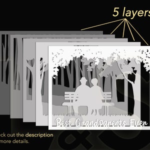 Layered grandparents shadow box svg cut files download with 5 layers.