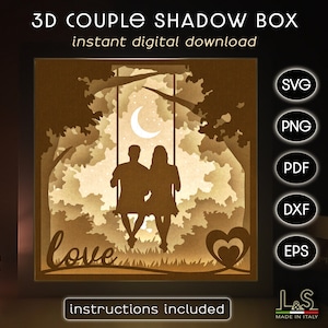 Couple Shadow Box Svg, Lightbox Svg, 3D Wedding Shadowbox Svg, Anniversary Light Box Template, Layered Love Svg, Valentines Laser Cut Files