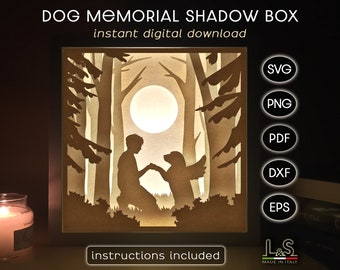 Dog Memorial Shadow Box Svg Cricut, Dog Dad Svg, 3D Lightbox Svg, Dog Shadowbox Art, Paper Cut Light Box Template, Layered Laser Cut Files