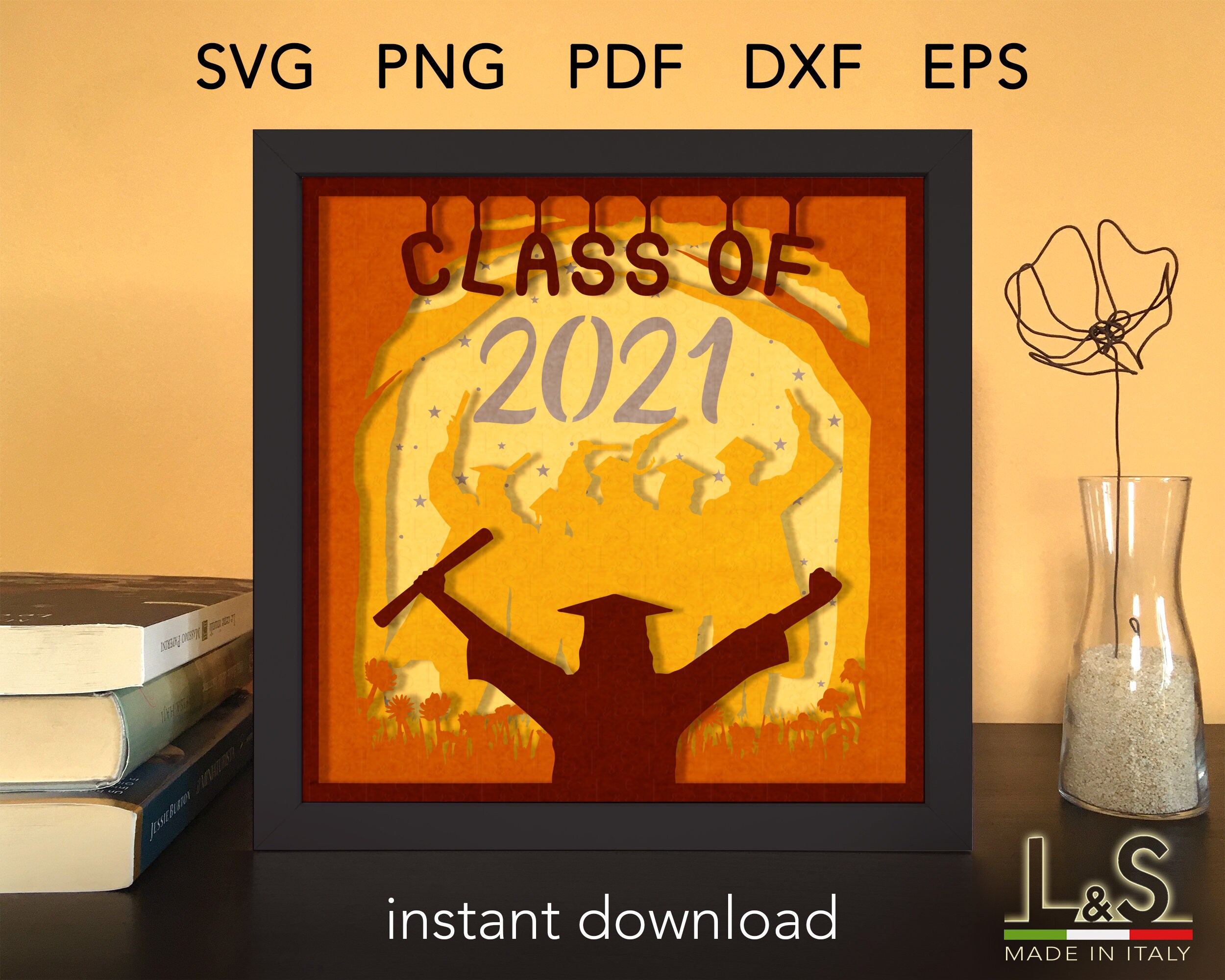 Layered Graduation Shadow Box Template 3D Light Box svg Etsy