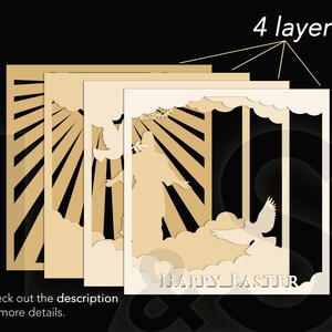 Layered Easter resurrection shadow box svg cut files download with 4 layers.