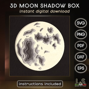 Moon Shadow Box Svg Files for Cricut, Layered Moon Svg, Paper Cut Light Box Template, Cricut Shadowbox Art, 3D Lightbox Svg, Moon Laser File