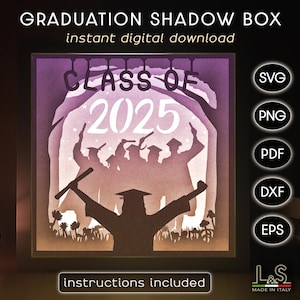 Layered Graduation Shadow Box Template, 3D Light Box svg, Shadow Box svg Files, Lightbox Template, Cricut Shadowbox svg, Light Box Template