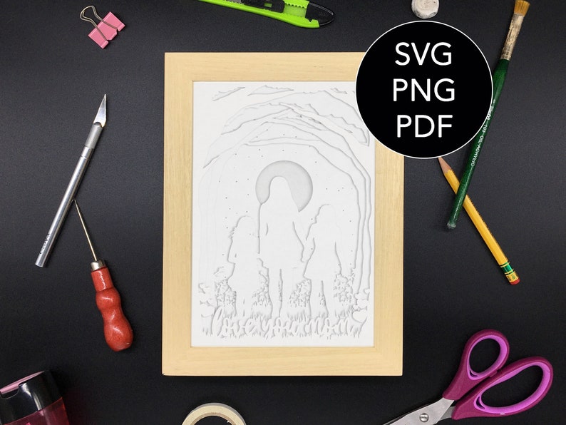 Download Mom and Daughter SVG Shadow Box Template 5 in 1 Light Box for | Etsy