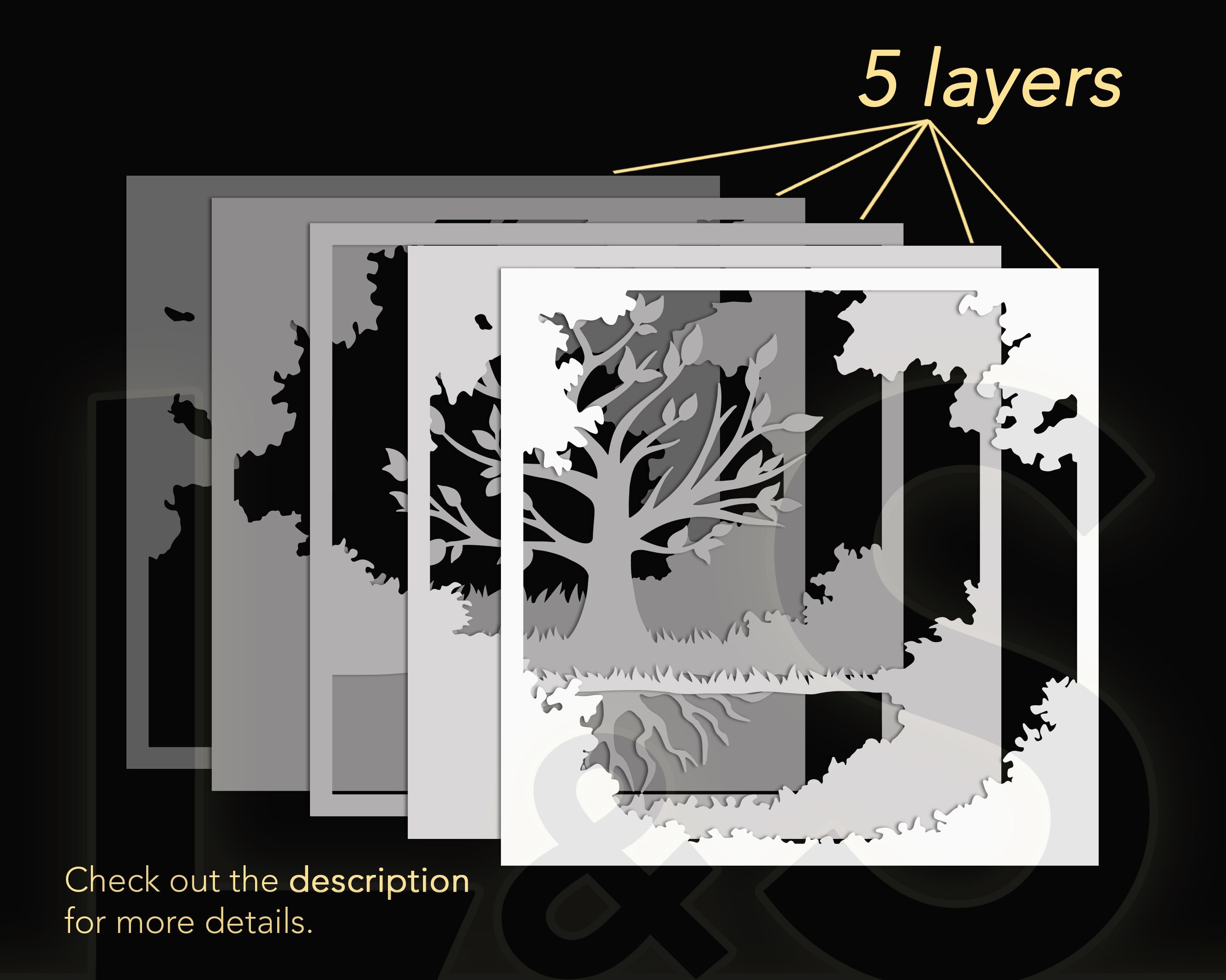 Shadow Box Tree Layered Tree Shadow Box Svg Template, 3D Tree of Life Svg, Family Tree ...