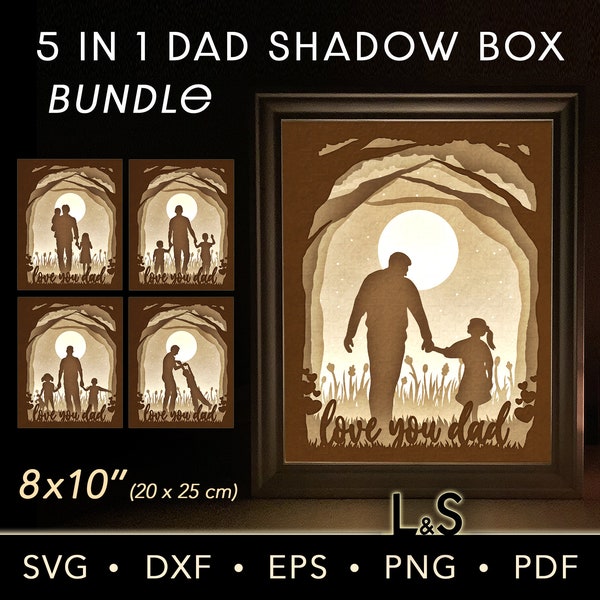 Dad Shadow Box svg Files for Cricut, Layered Fathers Day Shadow Box Template, Dad Lightbox svg Laser, 3D Light Box Template, Shadowbox svg