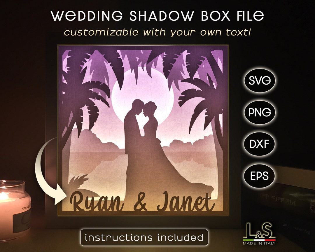 Customizable Wedding Shadow Box Svg Cricut, Couple Shadowbox Svg