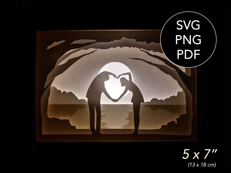 Download Couple shadow box svg beach 3D layered paper art love ...