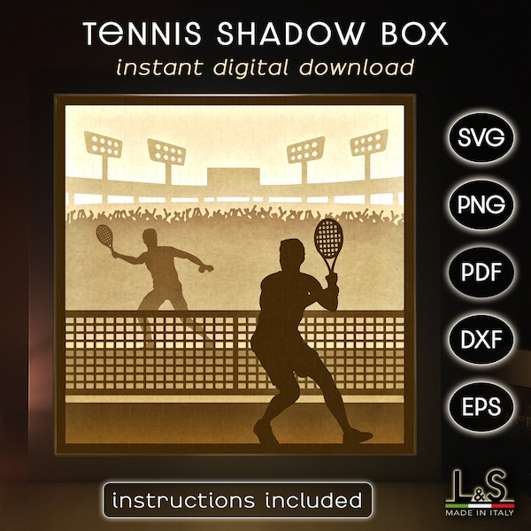 3D Tennis Shadowbox Template, Sports Shadow Box Svg Cricut, Paper Cut Lightbox Svg File, Layered Light Box Laser Cut File 3D Tennis Shadowbox Template, Sports Shadow Box Svg Cricut, Paper Cut Lightbox Svg File, Layered Light Box Laser Cut File