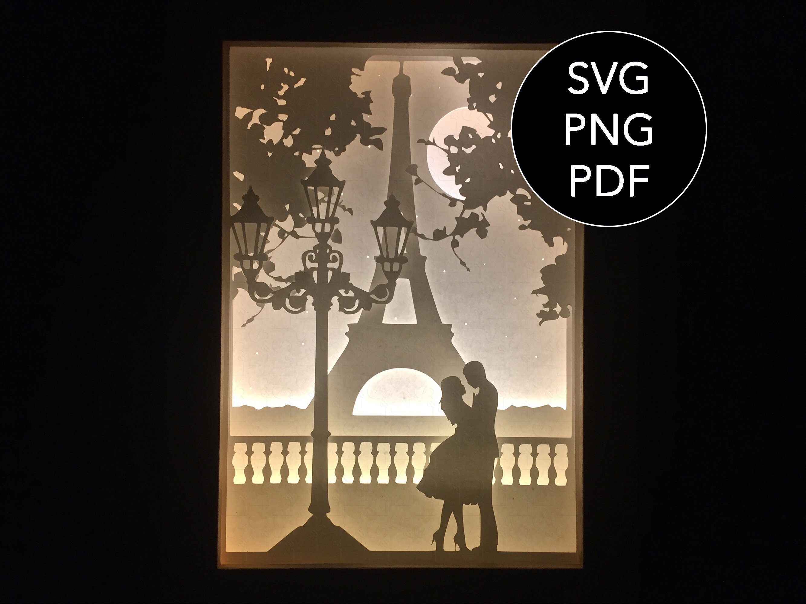 Template Shadow Box Couple In Love Light Box SVG Cut File Etsy