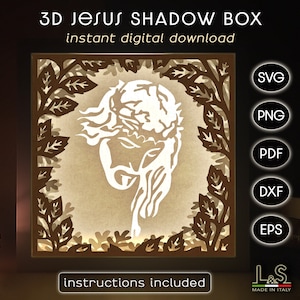 Überlagerte Jesus Schattenbox-Svg, 3D-Weihnachts-Schattenbox-Svg, Ostern-Lightbox-Svg, religiöse Schattenkastenvorlage, Papierlichtkasten Laser-Schnitt-Datei