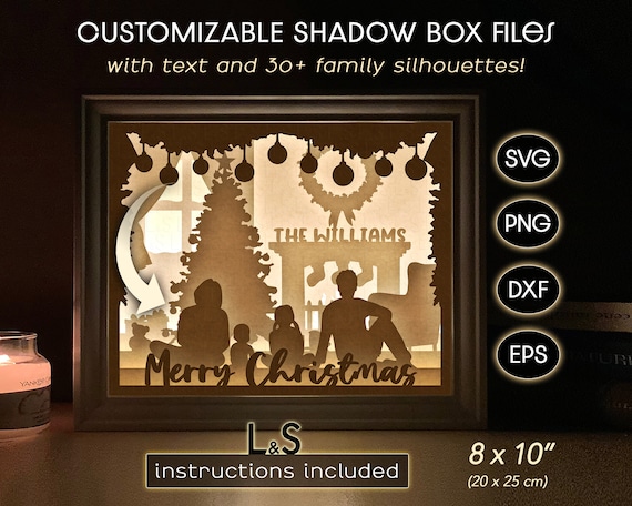 Christmas Family Gathering Light Box Template, Christmas 3D Shadow