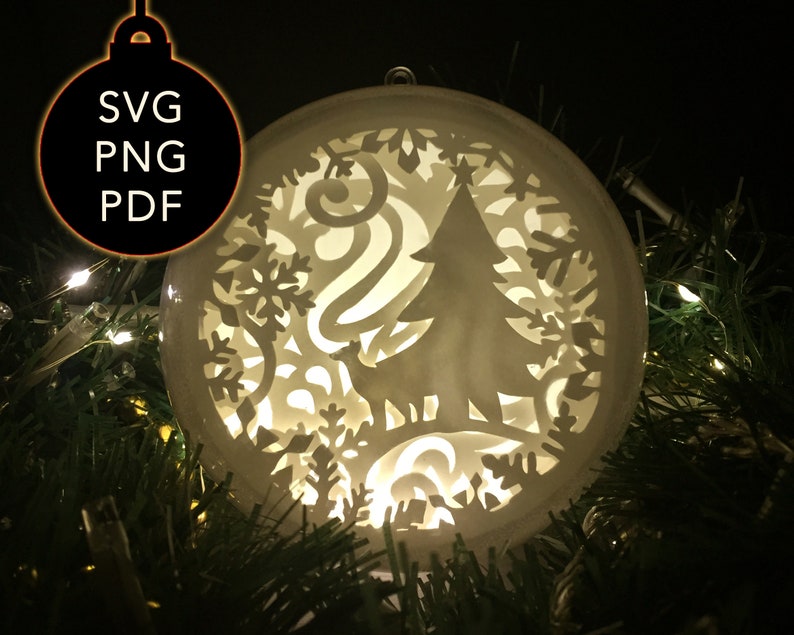 Layered Christmas Ornament SVG for Cricut Lighted Christmas | Etsy