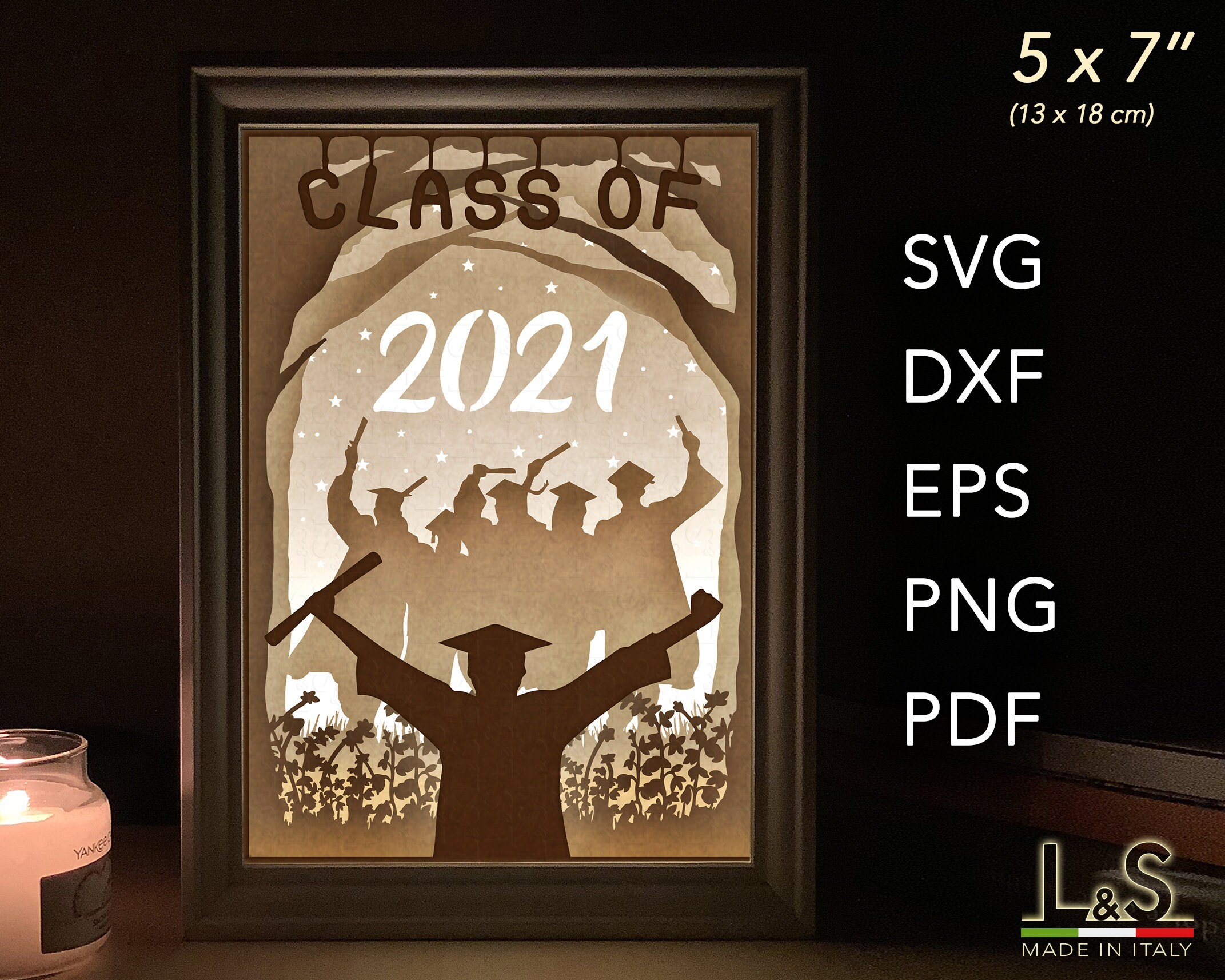 Download Graduation Shadow Box Template 3D Light Box svg Lighted | Etsy