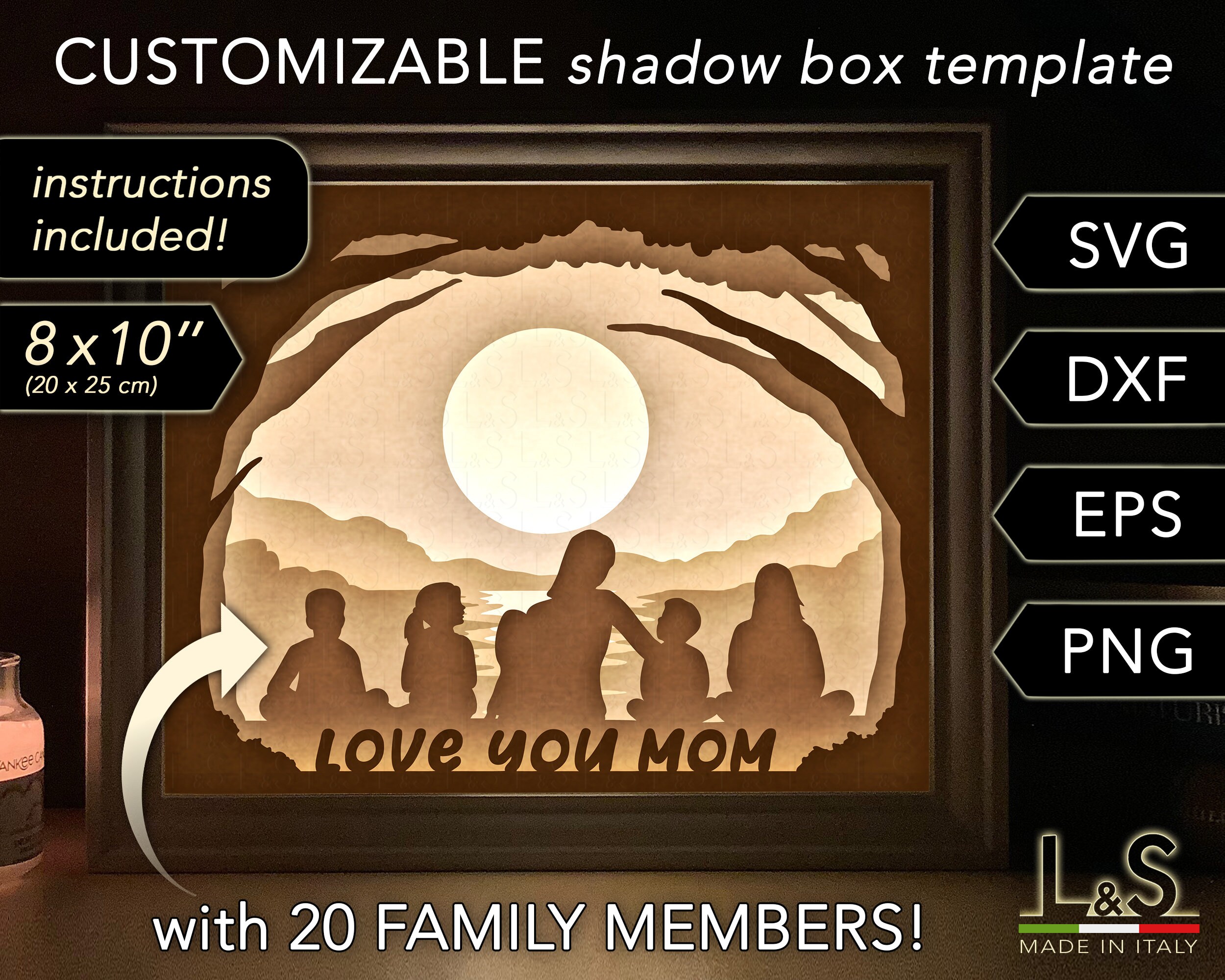 Customizable Mom Shadow Box Svg Mothers Day Shadowbox | Etsy