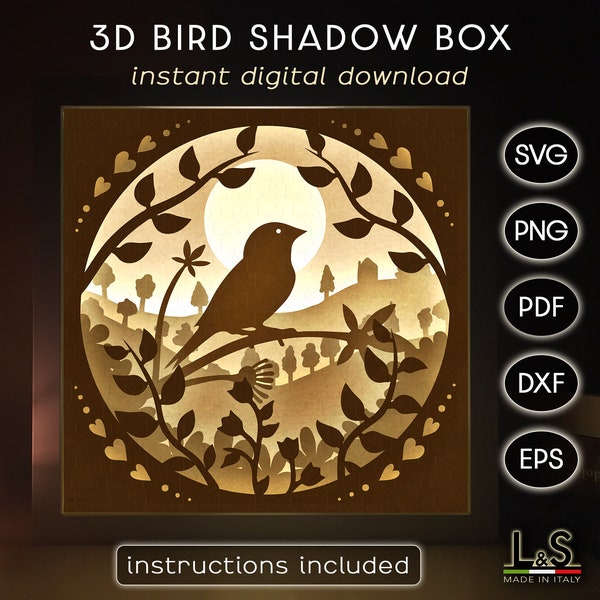 Layered Bird Shadow Box svg Files for Cricut, Easter Shadow Box Template, 3D Light Box svg, Bird Light Box Template, 3D Layered Easter svg