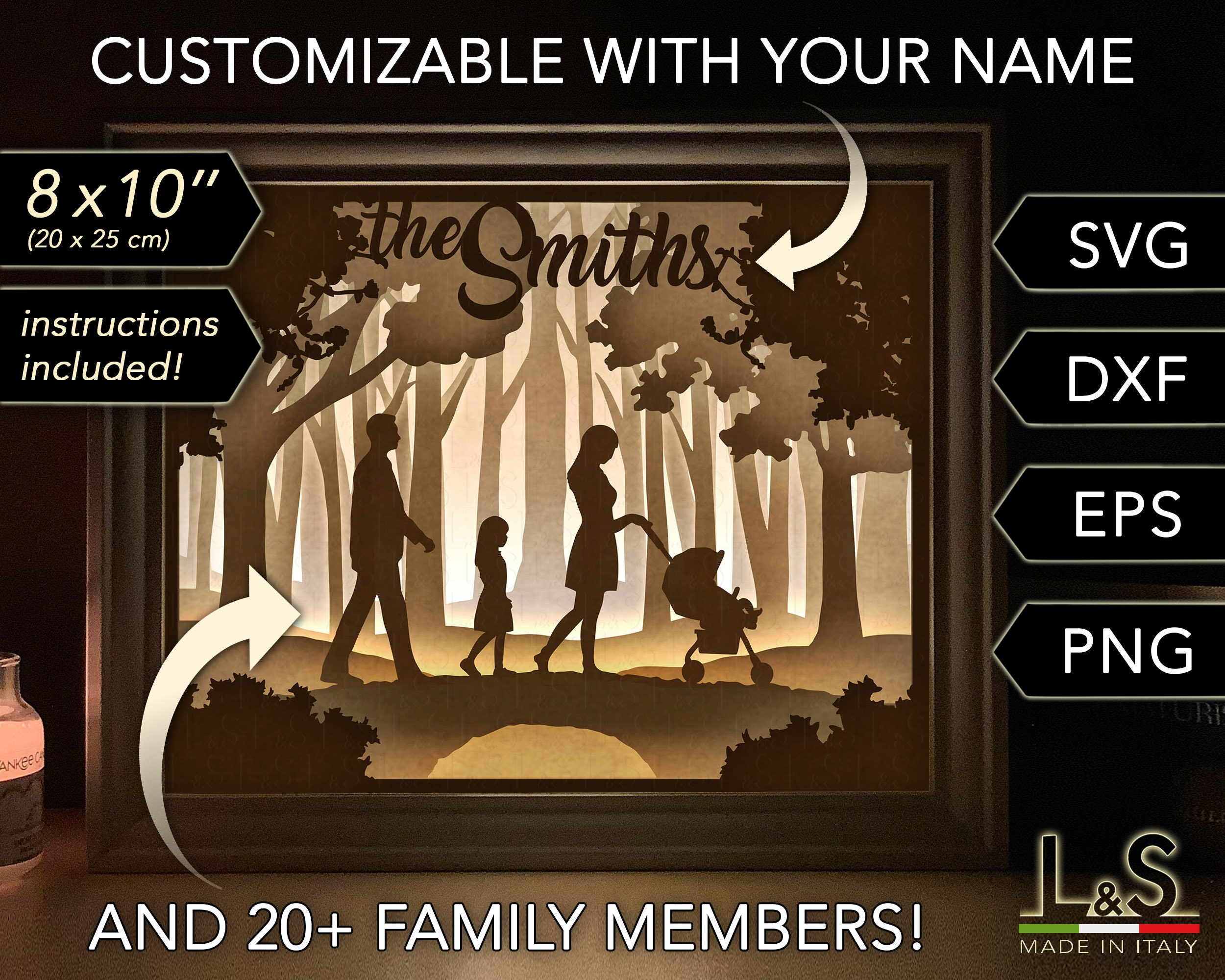 Family Shadow Box Svg Personalized Shadow Box Template - Etsy