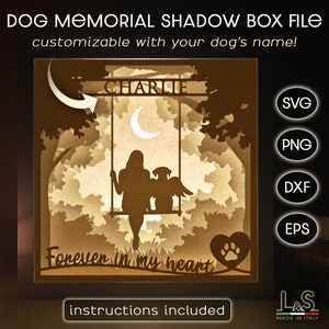 Caja de sombras personalizable para conmemorar a un perro, caja de sombras para perros en formato Svg para Cricut, plantilla de caja de luz 3D, caja de luz en formato Svg para Papercut, archivo de corte de papel en capas
