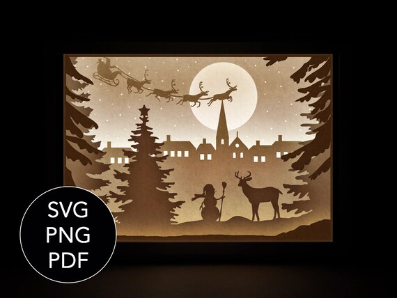 Christmas 3d Shadow Box Svg Layered Svg File For Cricut Etsy