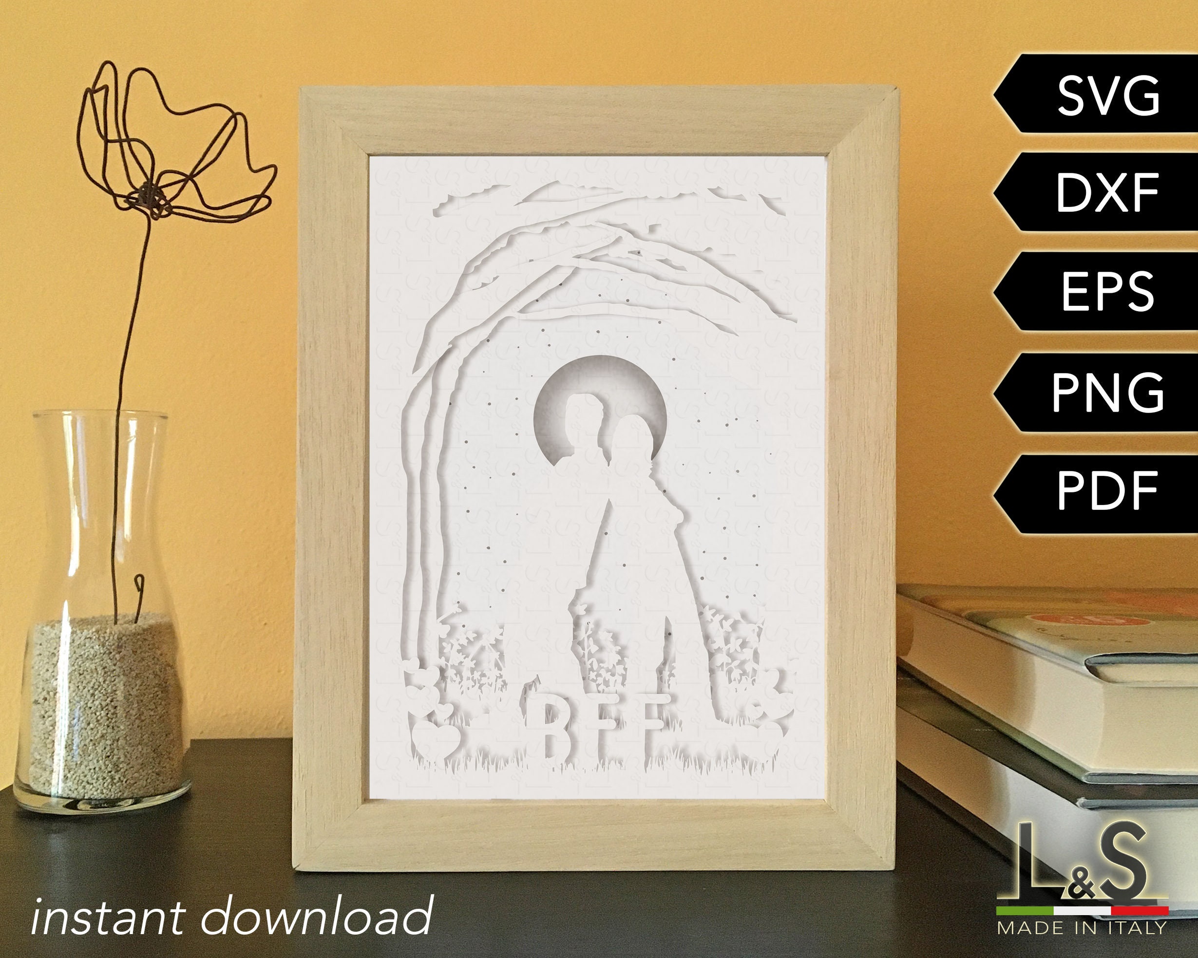 Best Friends Shadow Box svg Files Friends Layered Shadow Box | Etsy