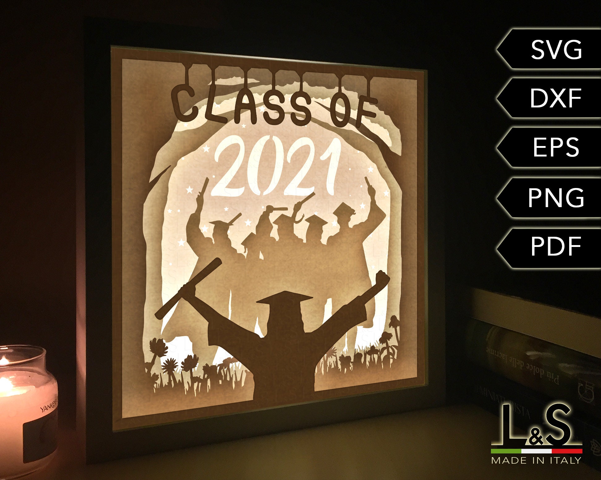 Layered Graduation Shadow Box Template 3D Light Box svg Etsy