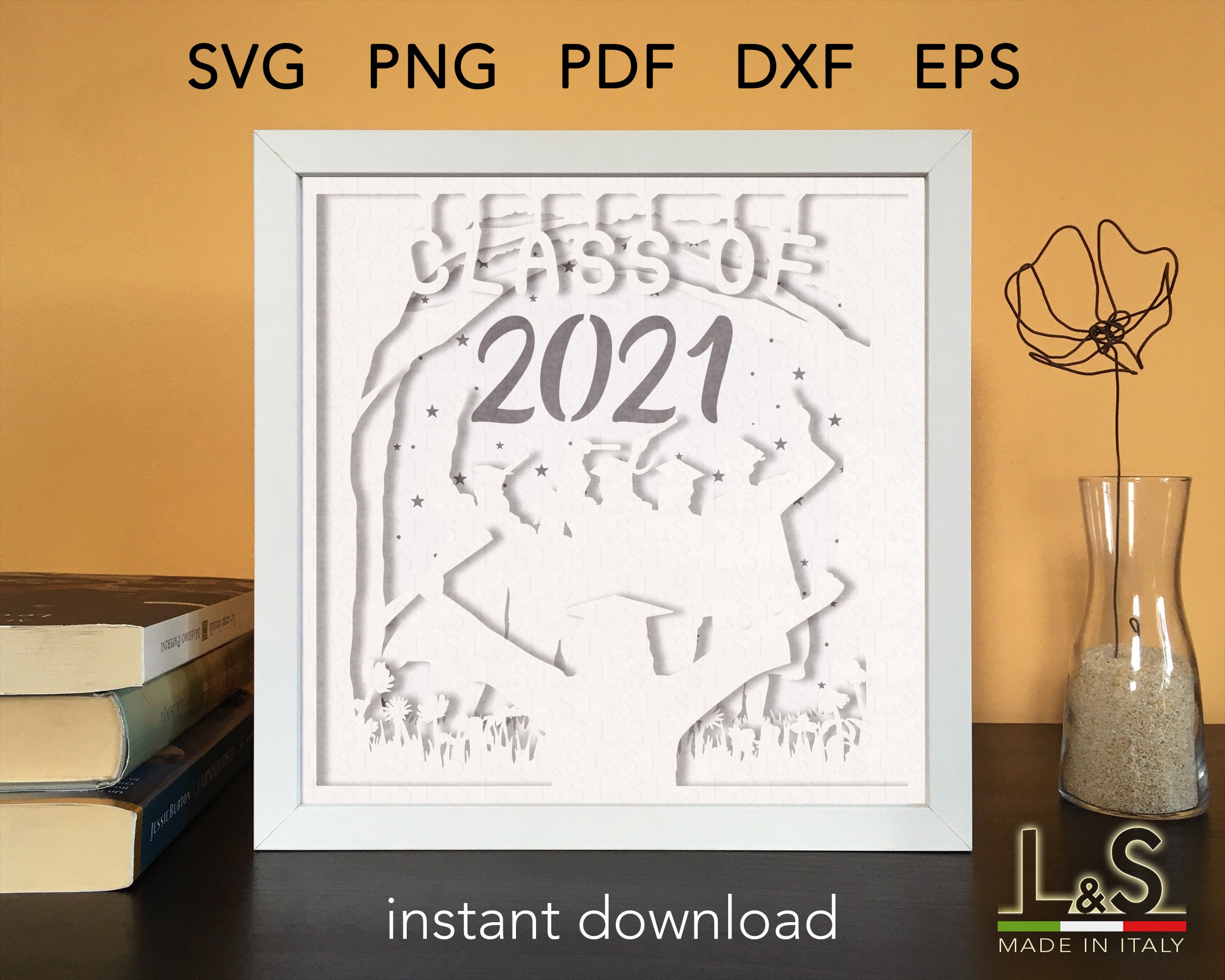 Layered Graduation Shadow Box Template 3D Light Box svg Etsy