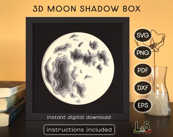 Moon Shadow Box Svg Files for Cricut, Layered Moon Svg, Paper Cut Light Box Template, Cricut Shadowbox Art, 3D Lightbox Svg, Moon Laser File